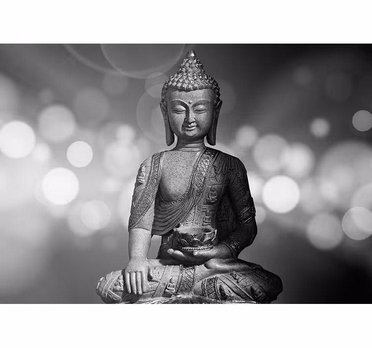 Hopeinen buddha zen -valokuvamaalaus - Tenstickers