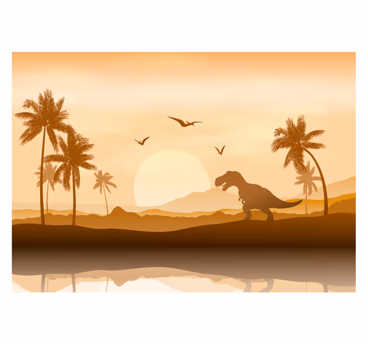 T-rex auringonlaskun aikaan Muut eläimet valokuvatapetti - Tenstickers