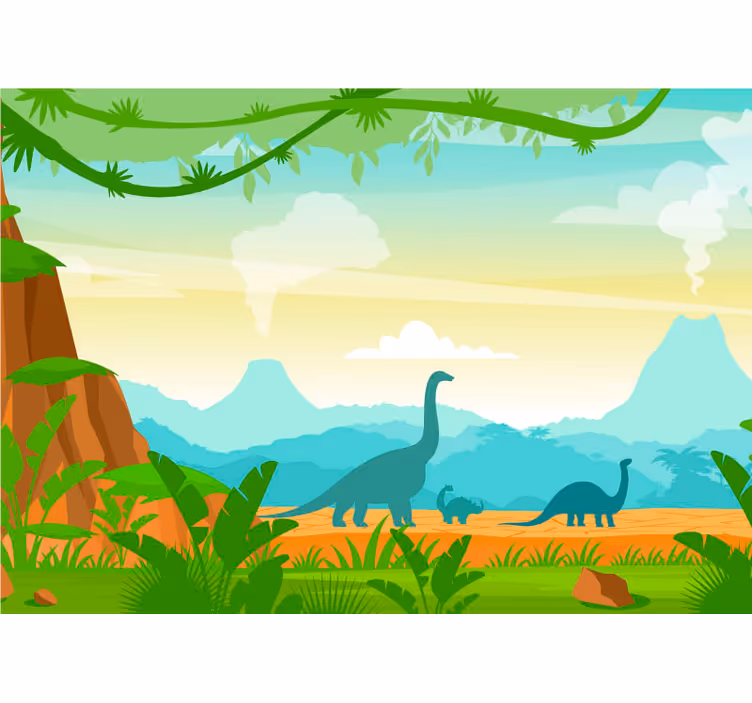 Dinosaurus siluetteja nuoren huone valokuvatapetti - Tenstickers