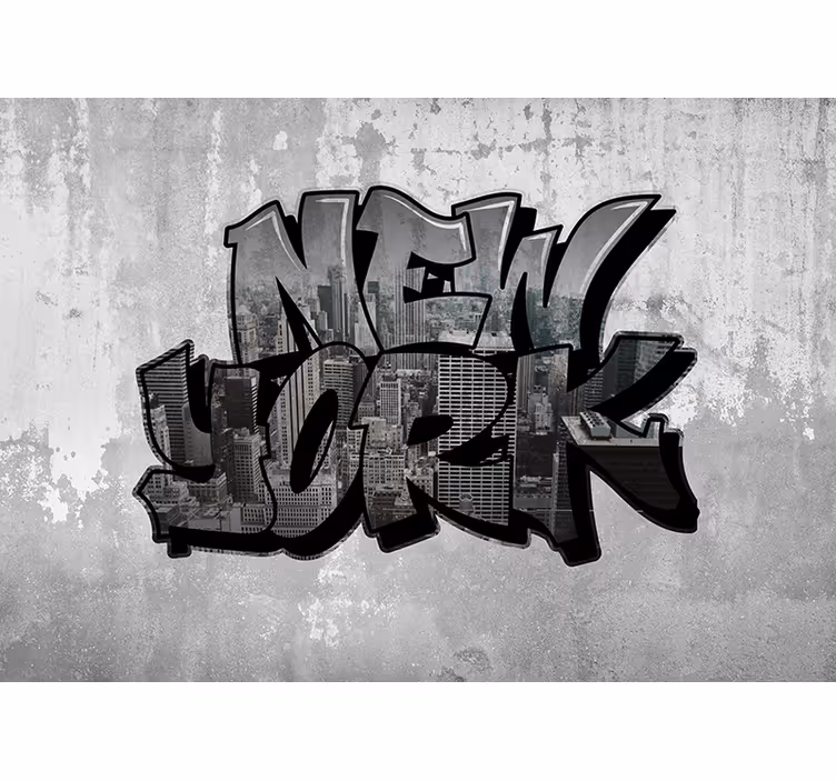 Graffiti kaupunkinäköalalla new york valokuvatapetti - Tenstickers