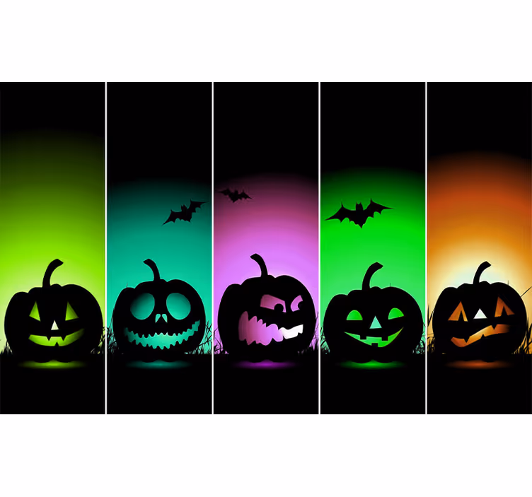 Halloween-kurpitsan kasvot halloween-valokuvatapetti - Tenstickers