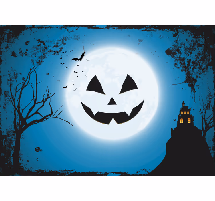 Pelottava kurpitsan virnistys halloween-valokuvatapetti - Tenstickers