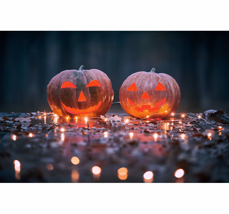 Kaiverrettu kurpitsan loiste halloween-valokuvatapetti - Tenstickers