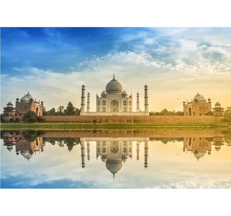 Taj mahal peilikuva kaupunki valokuvatapetti - Tenstickers