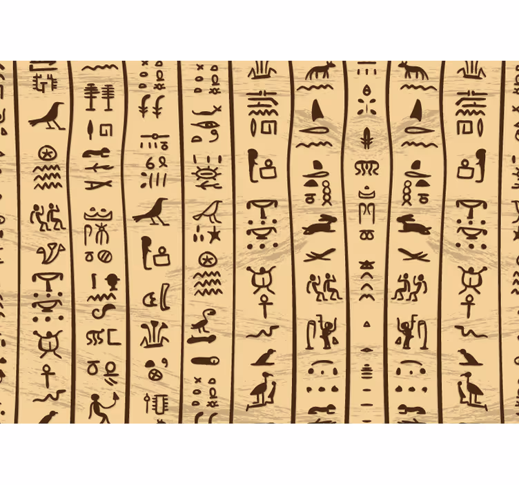 Egyptiläiset hieroglyfit olohuone valokuvatapetti - Tenstickers