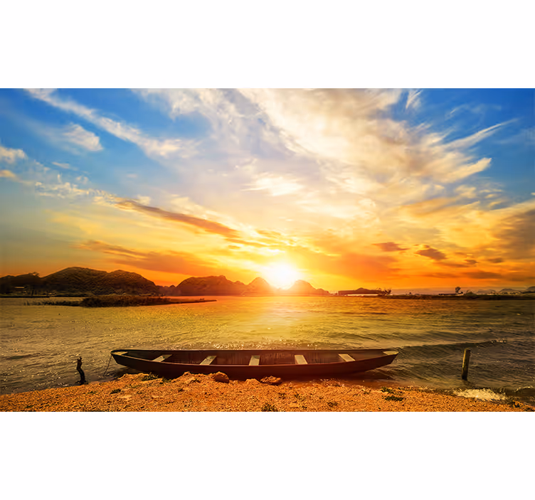 Sunset beach maisema valokuvatapetti meri - Tenstickers