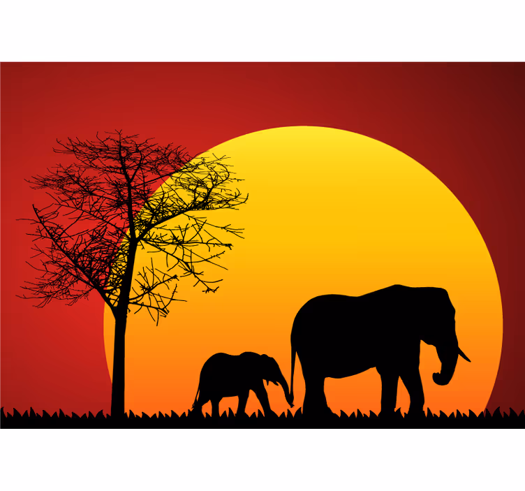 Savanni auringonlasku afrikkalaistyylinen valokuvatapetti - Tenstickers