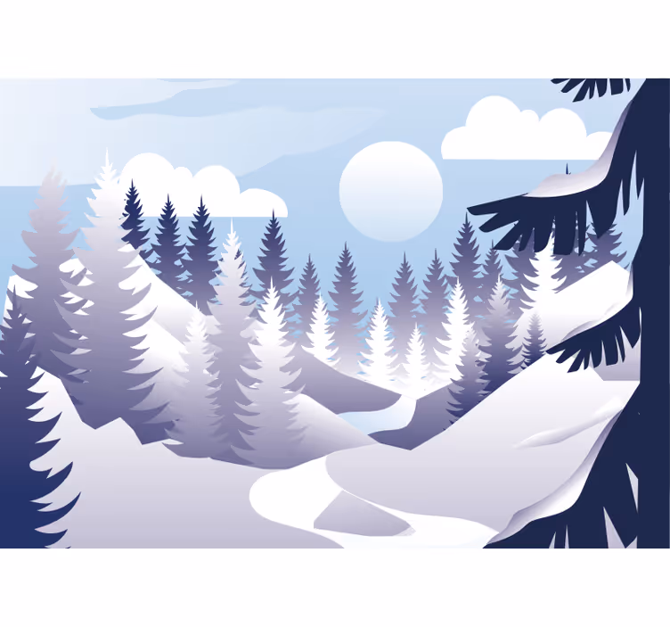 Talvinen metsämaisema maisema valokuvatapetti - Tenstickers