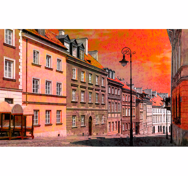 Viehättävä eurooppalainen katu kaupunki valokuvatapetti - Tenstickers