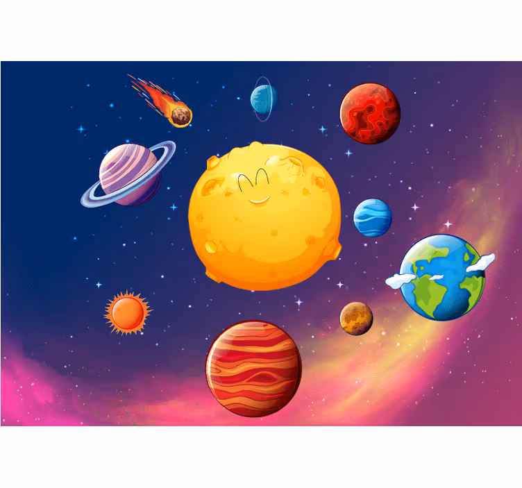 Iloiset planeettahahmot fantasia valokuvatapetti - Tenstickers