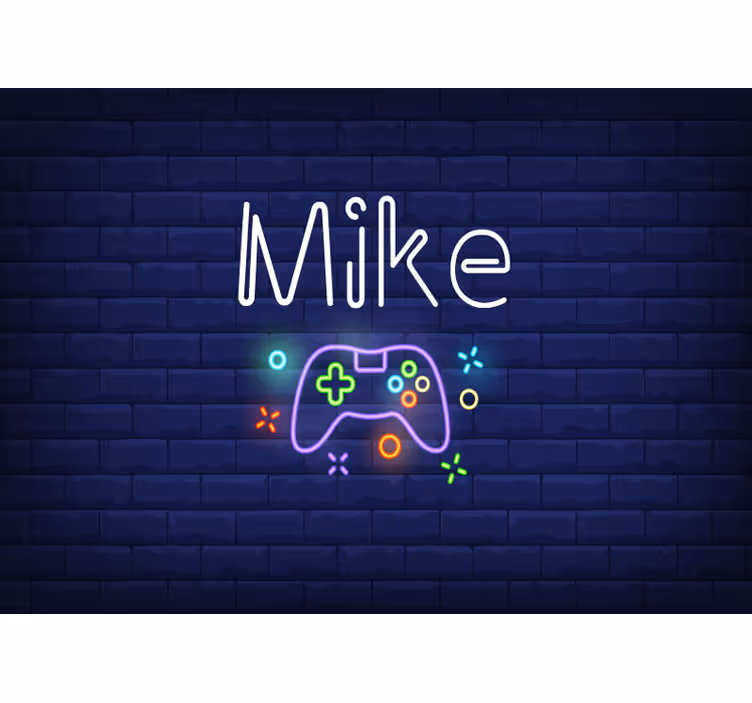 Oma nimi värikäs playstation kaukosäädin muokattava valokuvatapet - Tenstickers