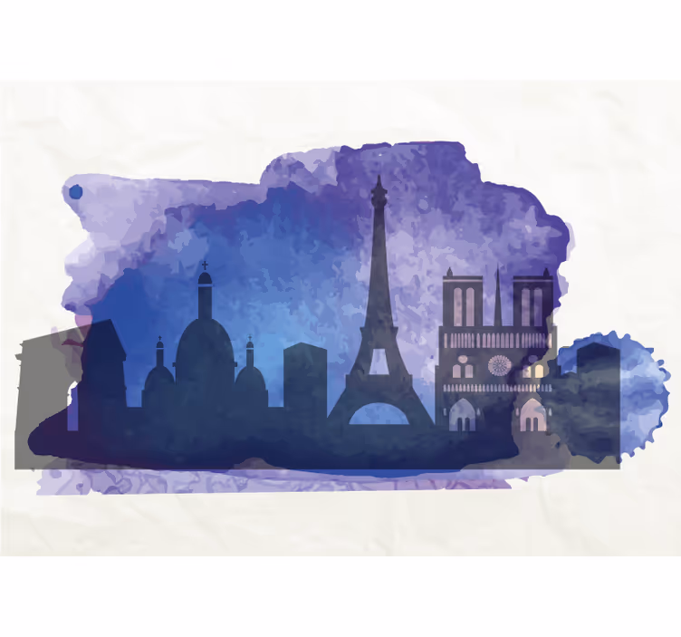 Pariisin siluetti siluetti kaupunki valokuvatapetti - Tenstickers
