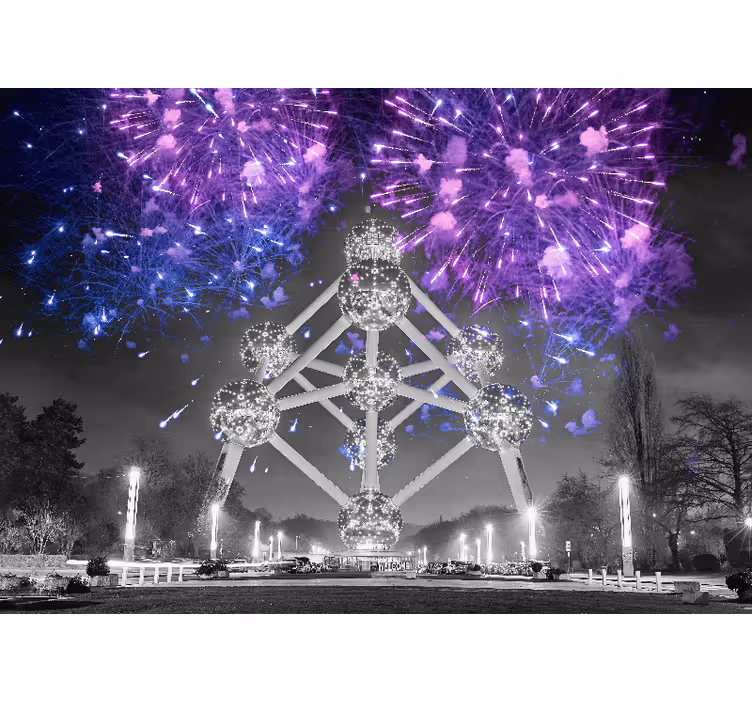 Atomium-ilotulitusnäytös kaupunki valokuvatapetti - Tenstickers