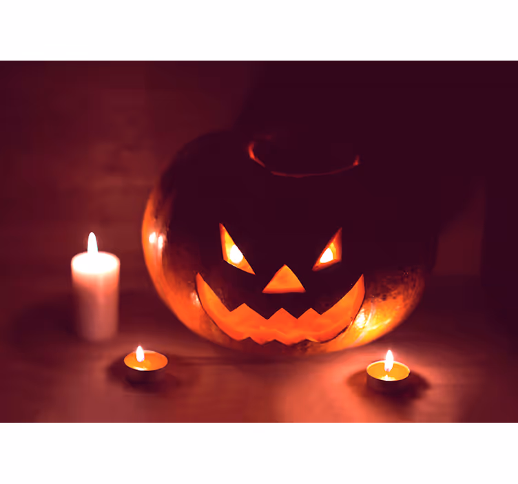 Pelottava kurpitsan hehku halloween-valokuvatapetti - Tenstickers