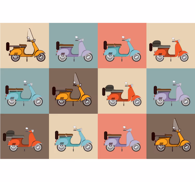 Retro-skootterikuvio ajoneuvo valokuvatapetti - Tenstickers