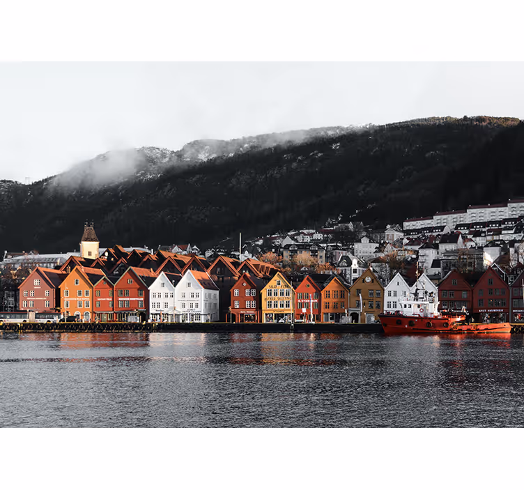 Bergen norja talvella muut kaupunki ja maa valokuvatapetti - Tenstickers