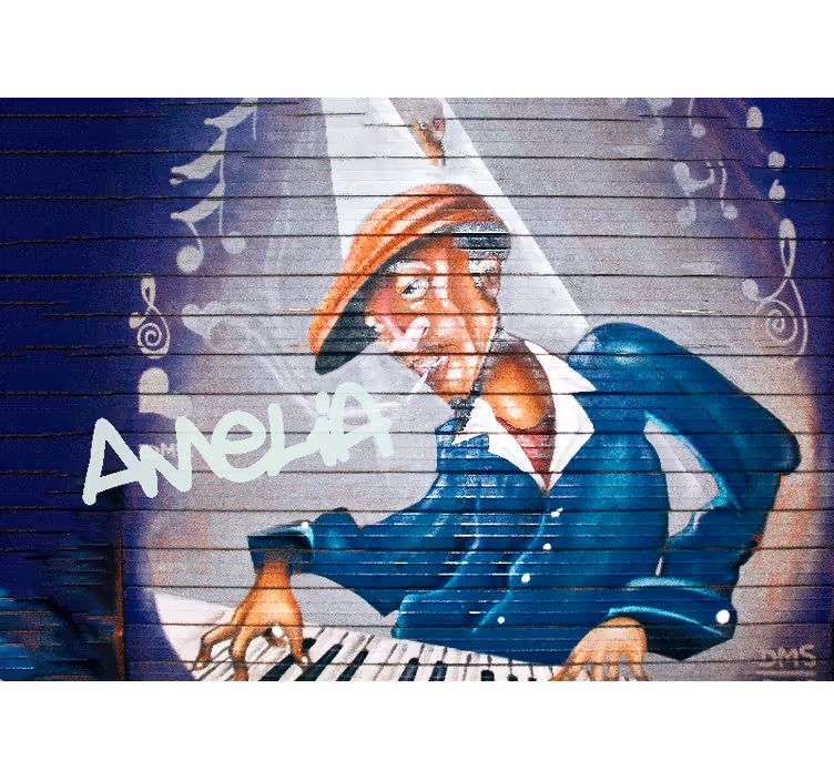 Muusikko hattu kädessään graffiti valokuvatapetti - Tenstickers