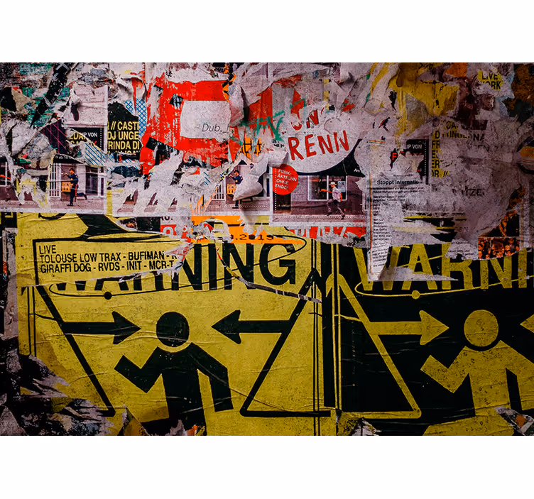 Kaupungin varoituskyltit graffiti valokuvatapetti - Tenstickers