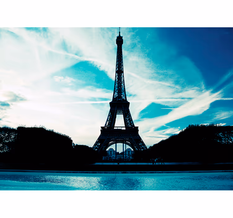 Eiffel-tornin ääriviivat Pariisi valokuvatapetti - Tenstickers