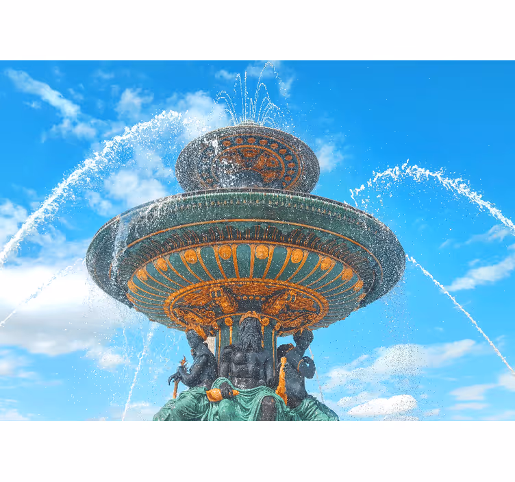 Majesteettinen suihkulähdeveistos kaupunki valokuvatapetti - Tenstickers