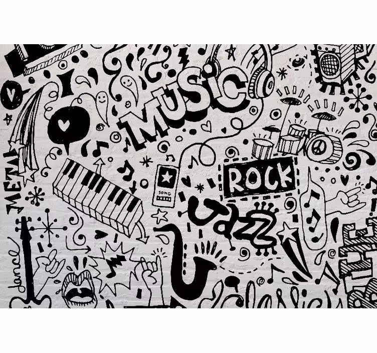 Musiikki doodle musiikki aiheinen valokuvatapetti - Tenstickers