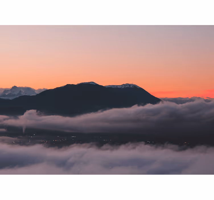 Vuoristomaiseman auringonlasku valokuvatapetti - Tenstickers