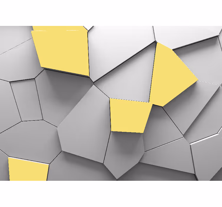 Geometriset keltaiset paneelit 3D valokuvatapetti - Tenstickers