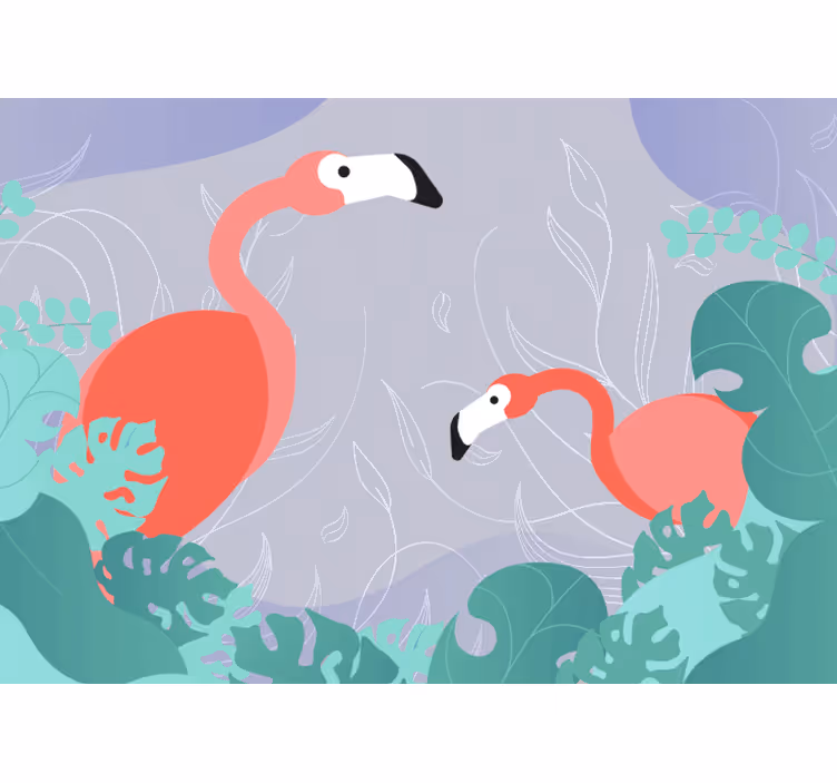 Flamingo perhe eläin valokuvatapetti - Tenstickers