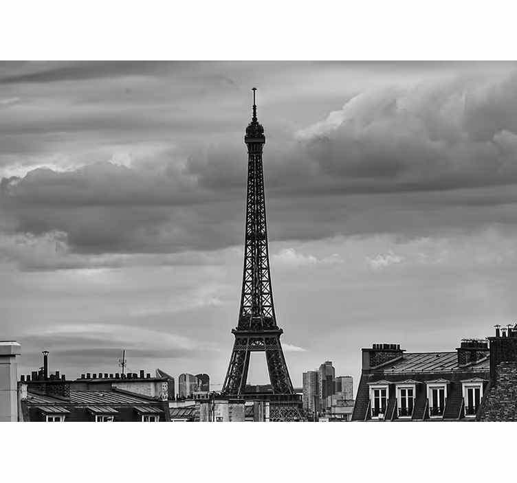 Kiertue eiffel mustavalkoinen pariisi valokuvatapetti - Tenstickers