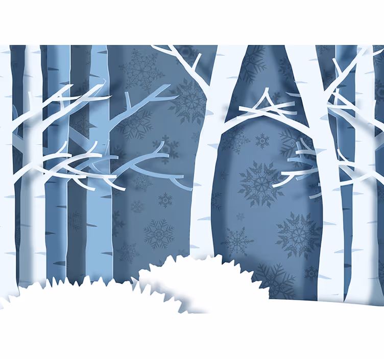 Jäiset koivupuut metsä valokuvatapetti - Tenstickers