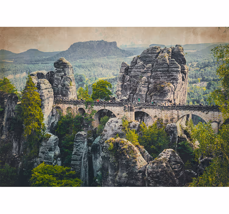 Bastei silta näkymä maisema valokuvatapetti - Tenstickers