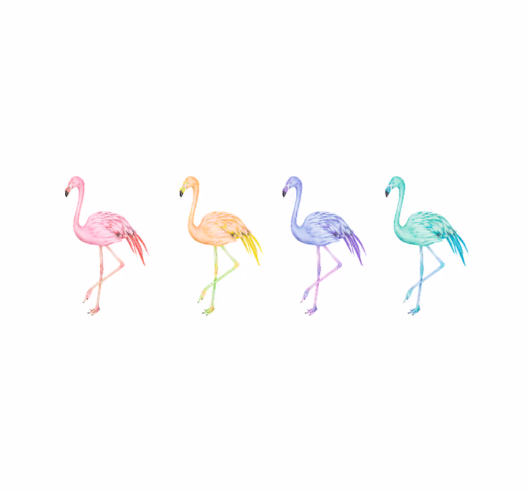 Flamingo-perheen siluetit päämakuuhuoneen valokuvatapetti - Tenstickers
