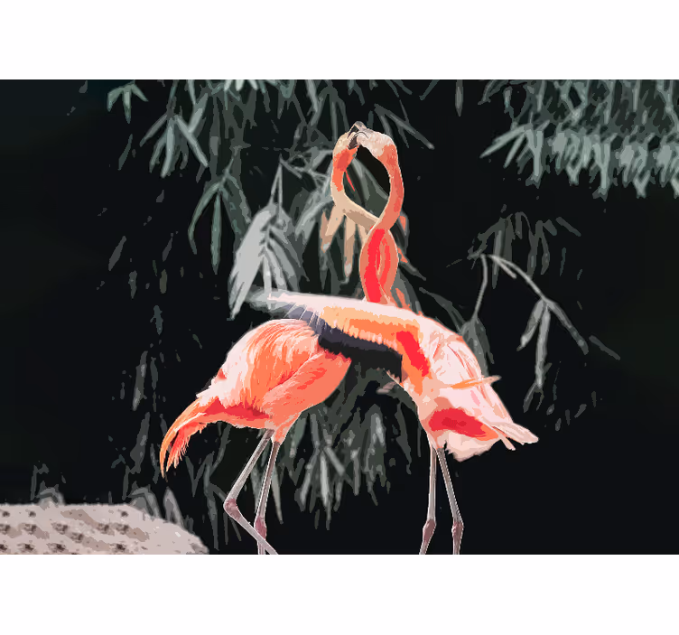Flamingo rakkaustanssi päämakuuhuoneen valokuvatapetti - Tenstickers
