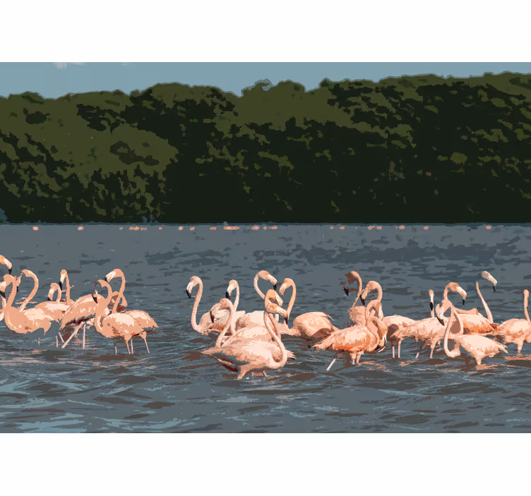 Flamingo parvi kokoontuminen eläin valokuvatapetti - Tenstickers