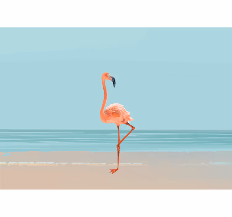 Flamingo kuva hiekalla olohuone valokuvatapetti - Tenstickers