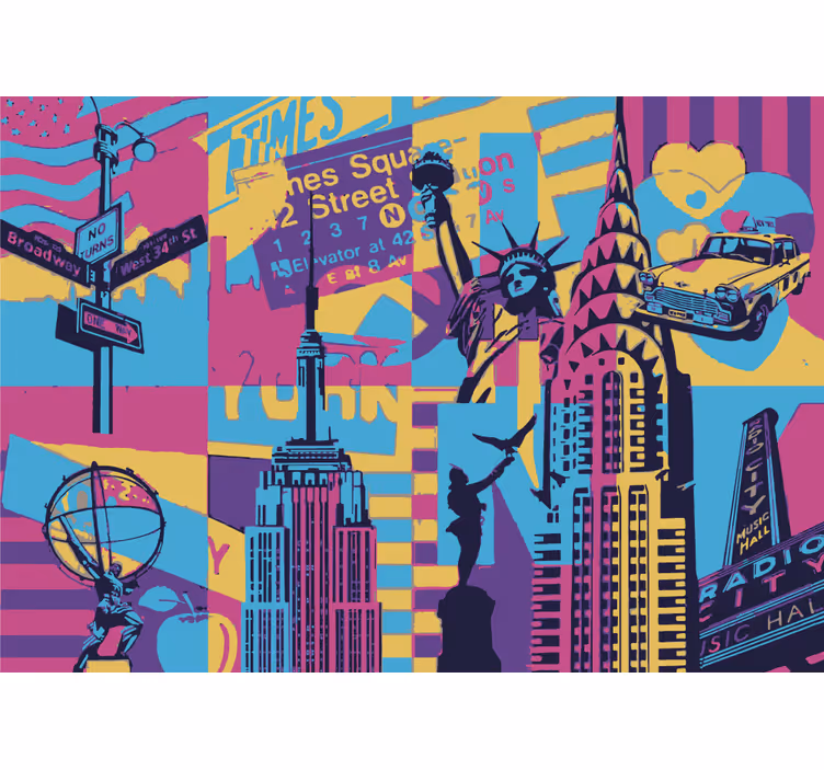 Pop-art maalaus new york valokuvatapetti kaupunki taide - Tenstickers