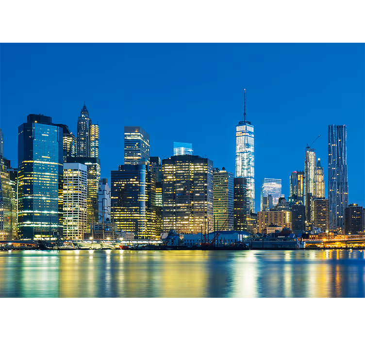 New york valokuvatapetti yön kaupunkimaisema - Tenstickers