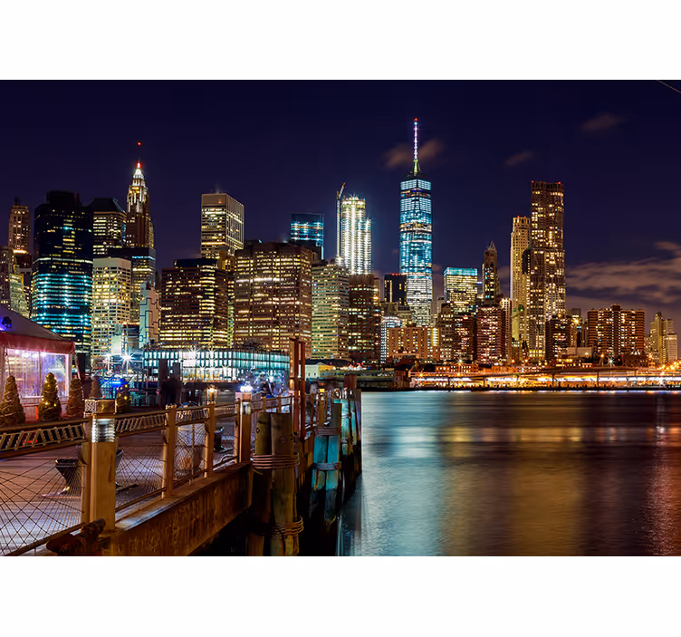 New york valokuvatapetti kaupungin yön horisontti - Tenstickers