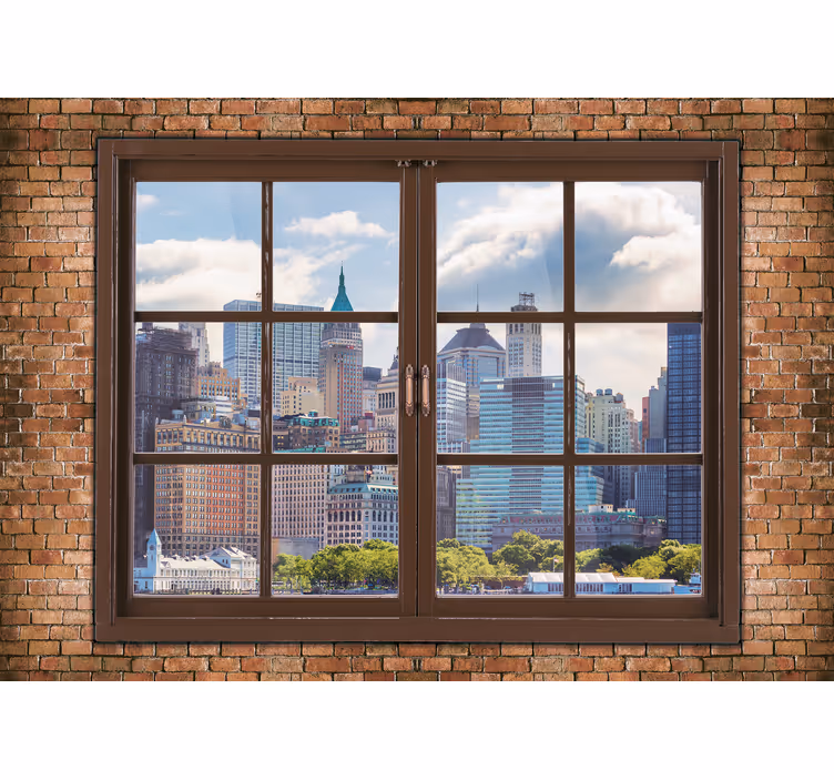 Läpinäkyvä ikkuna manhattan new york valokuvatapetti - Tenstickers