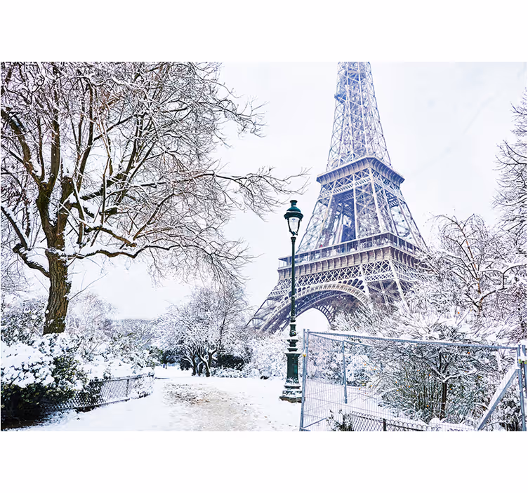 Pariisi valokuvatapetti eiffel-torni lumessa - Tenstickers