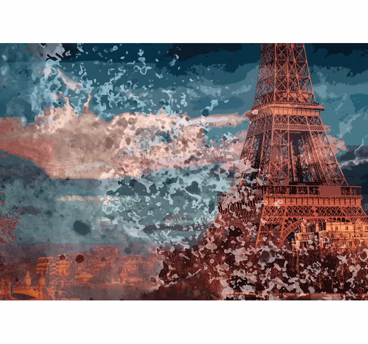 Pariisi valokuvatapetti eiffel-tornin siluetti - Tenstickers