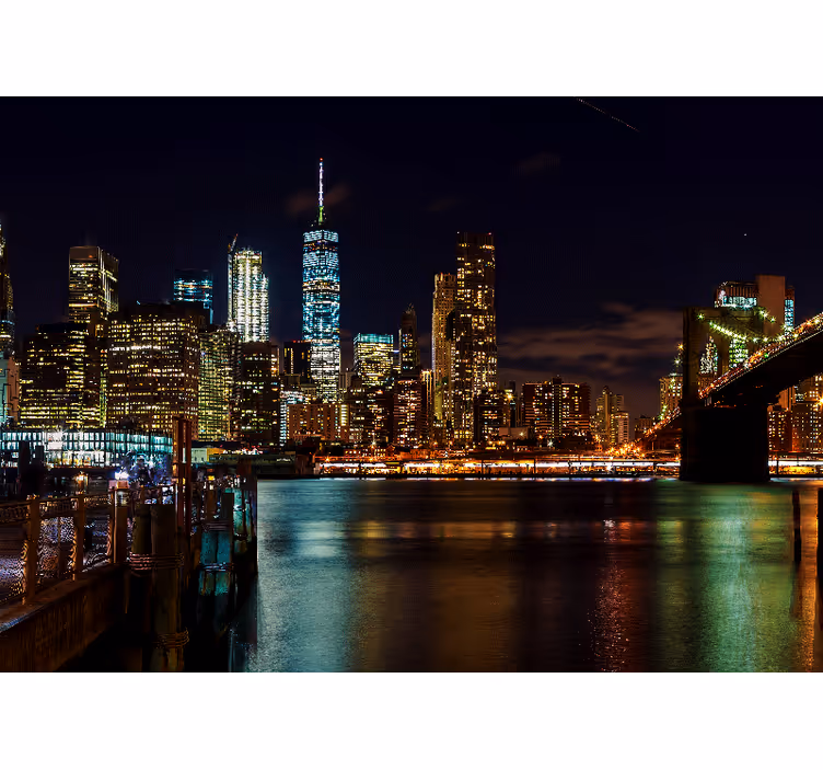 New york valokuvatapetti manhattanin yömaisema - Tenstickers
