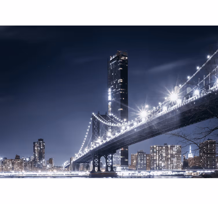 New york valokuvatapetti brooklynin sillan yömaisema - Tenstickers