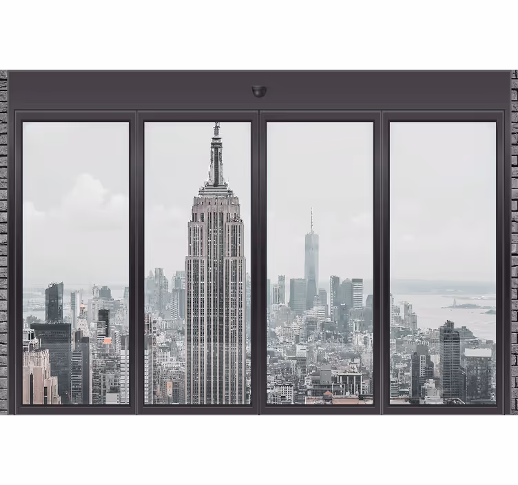 New york valokuvatapetti empire state kaupunkisilhuetti - Tenstickers