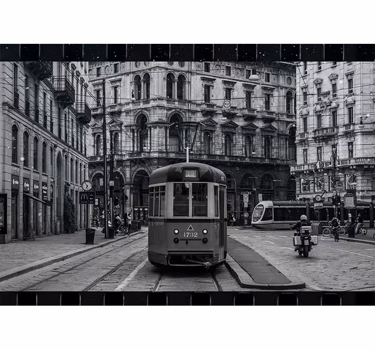 Raitiovaunu tiemaisemassa olohuone valokuvatapetti - Tenstickers