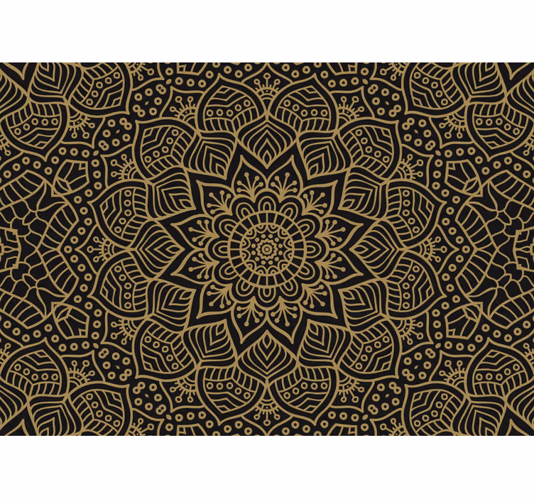 Yksityiskohtainen kasvi-aiheinen mandala valokuvatapetti - Tenstickers