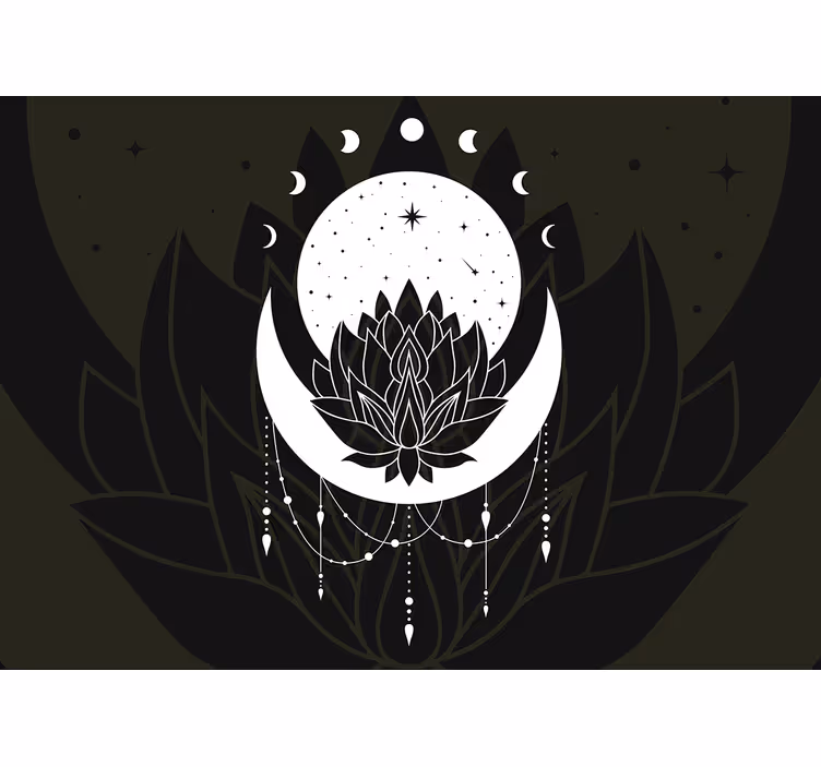 Lotuskuu suunnittelu mandala valokuvatapetti - Tenstickers