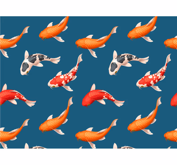 Koi kala kuvio sininen tausta wc valokuvatapetti - Tenstickers
