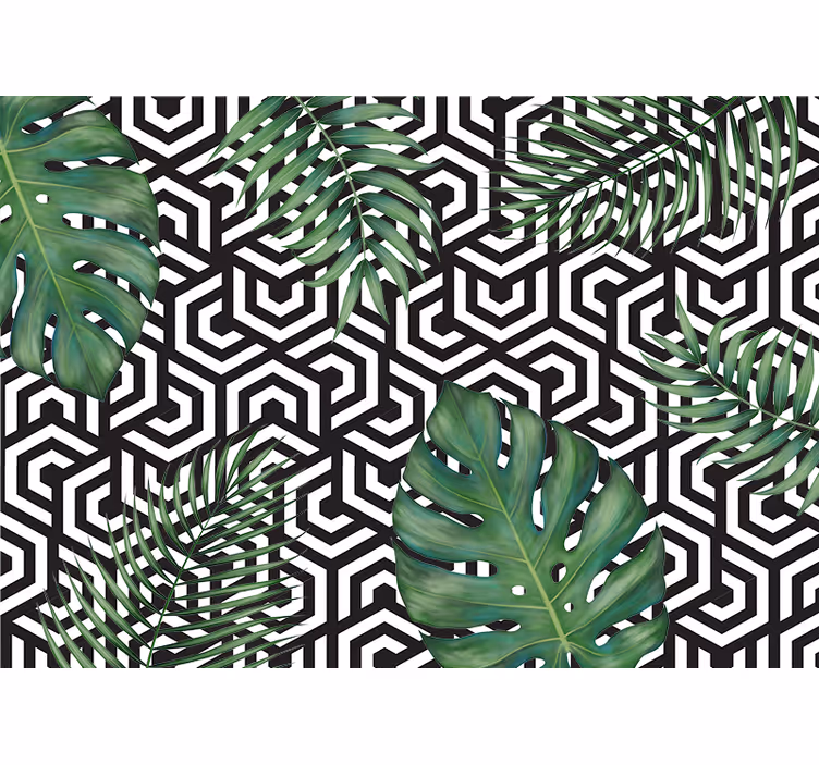 Geometrinen lehtikuvio valokuvatapetti - Tenstickers