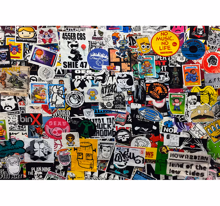 Värikäs tarra kollaasit graffitivalokuvatapetti - Tenstickers